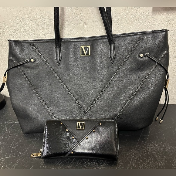 Victoria's Secret Handbags - Victoria Secret Black Tote Purse Bag and matching wallet